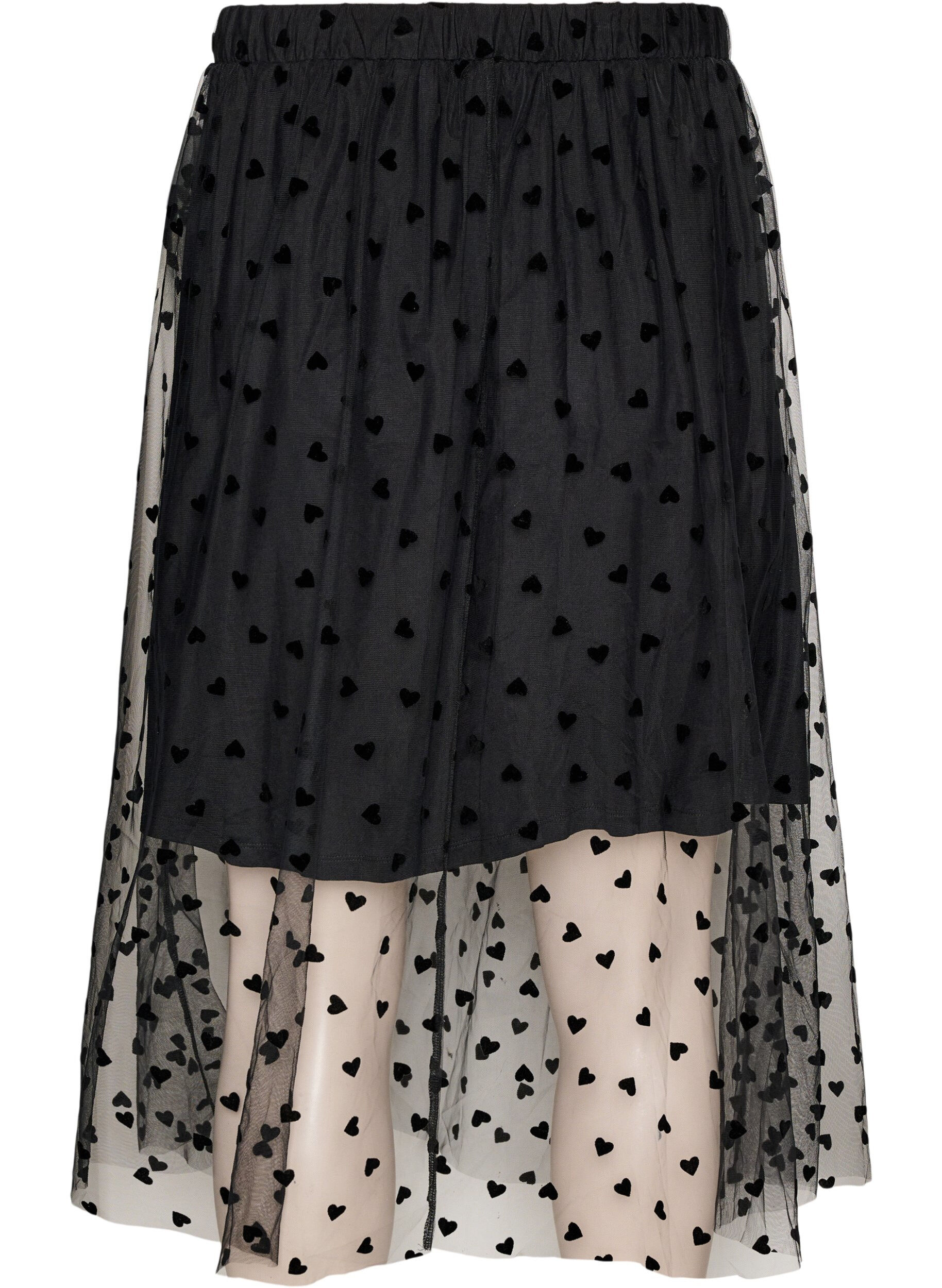 ZizzifashionMidi tulle skirt with hearts, Black, Packshot image number 1