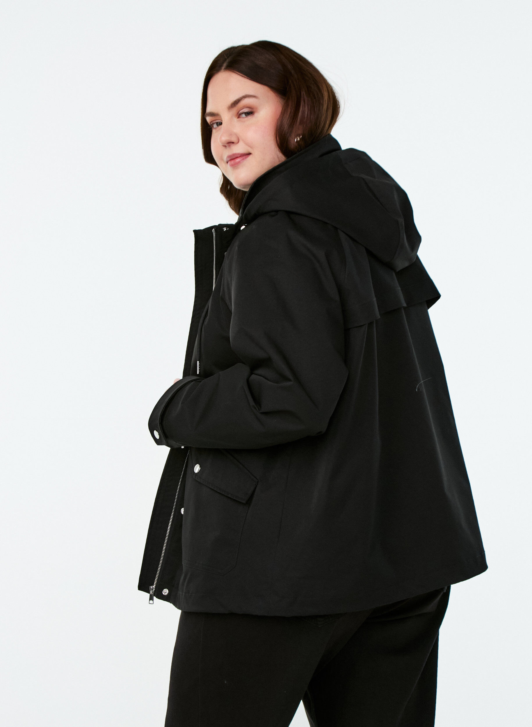 Zizzifashion Short spring jacket with a detachable hood, Black, Model image number 2