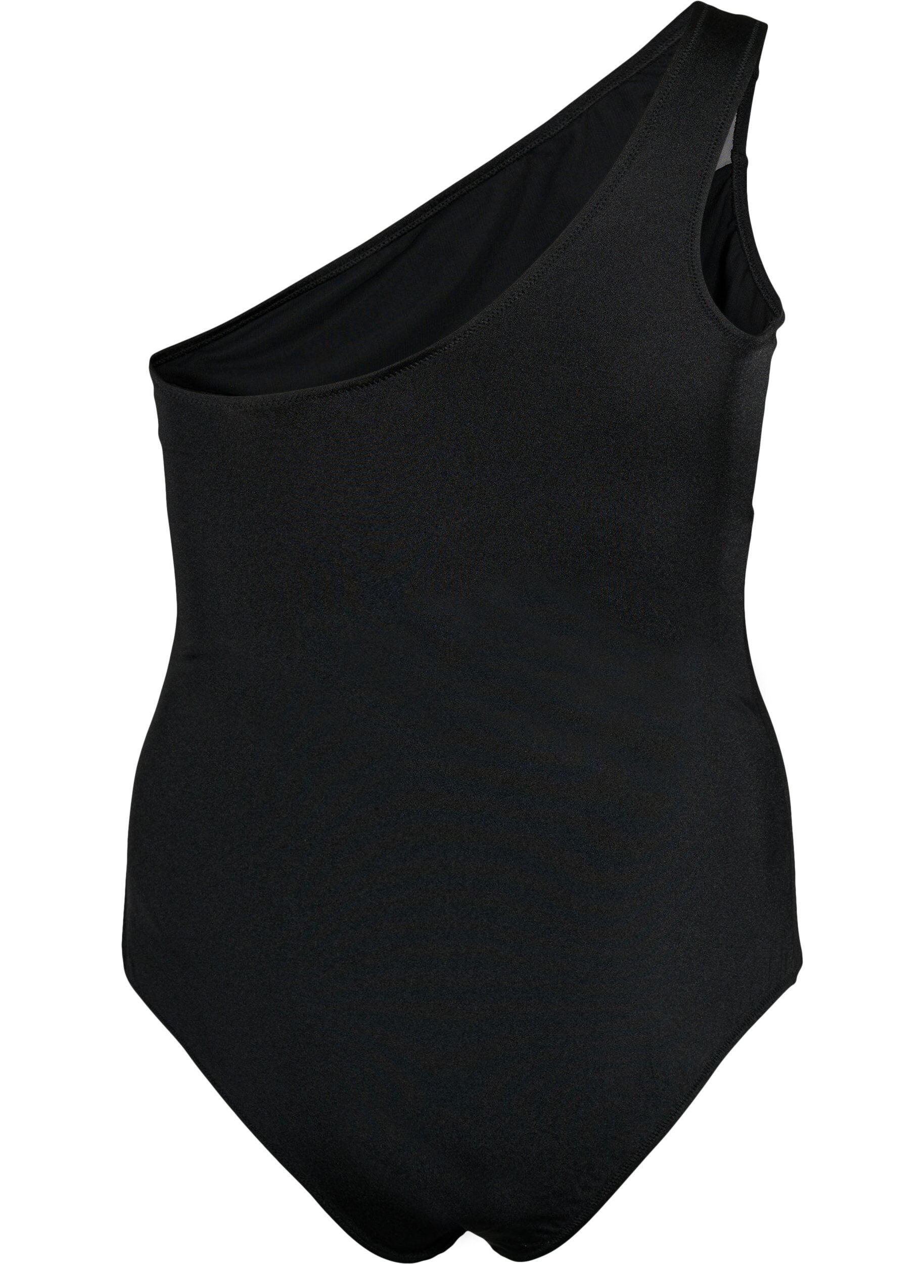 Zizzifashion One-shoulder swimsuit with mesh details, Black, Packshot image number 1
