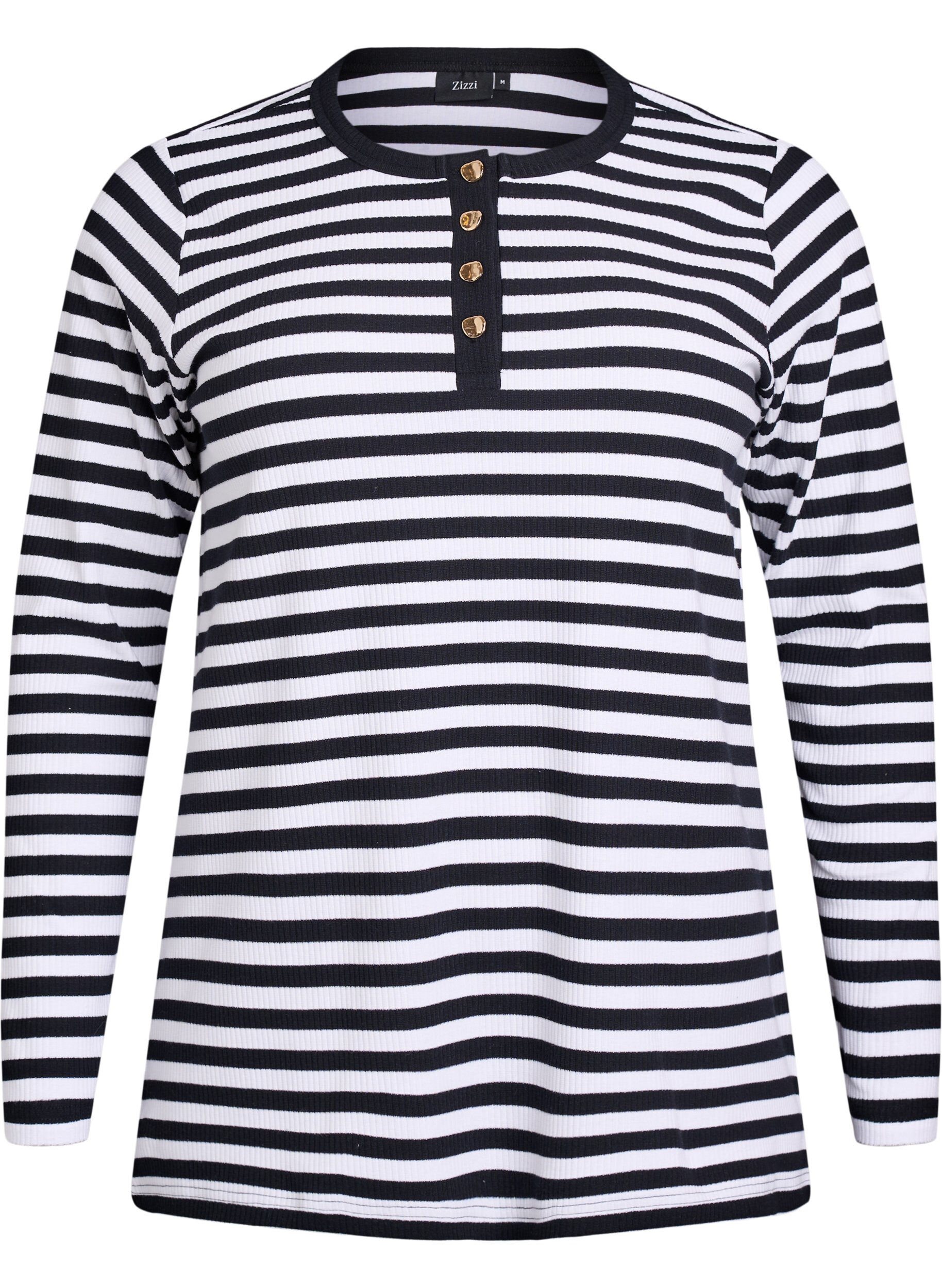 Striped jersey blouse with a ribbed texture