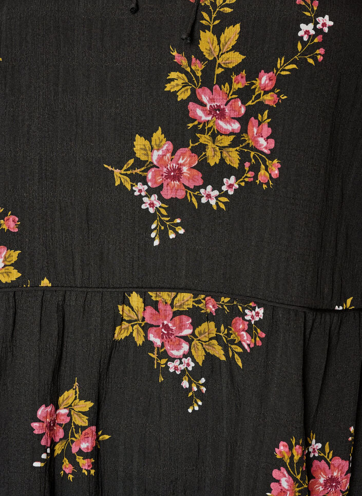 Floral print dress with tie fastening, Black, Packshot image number 2