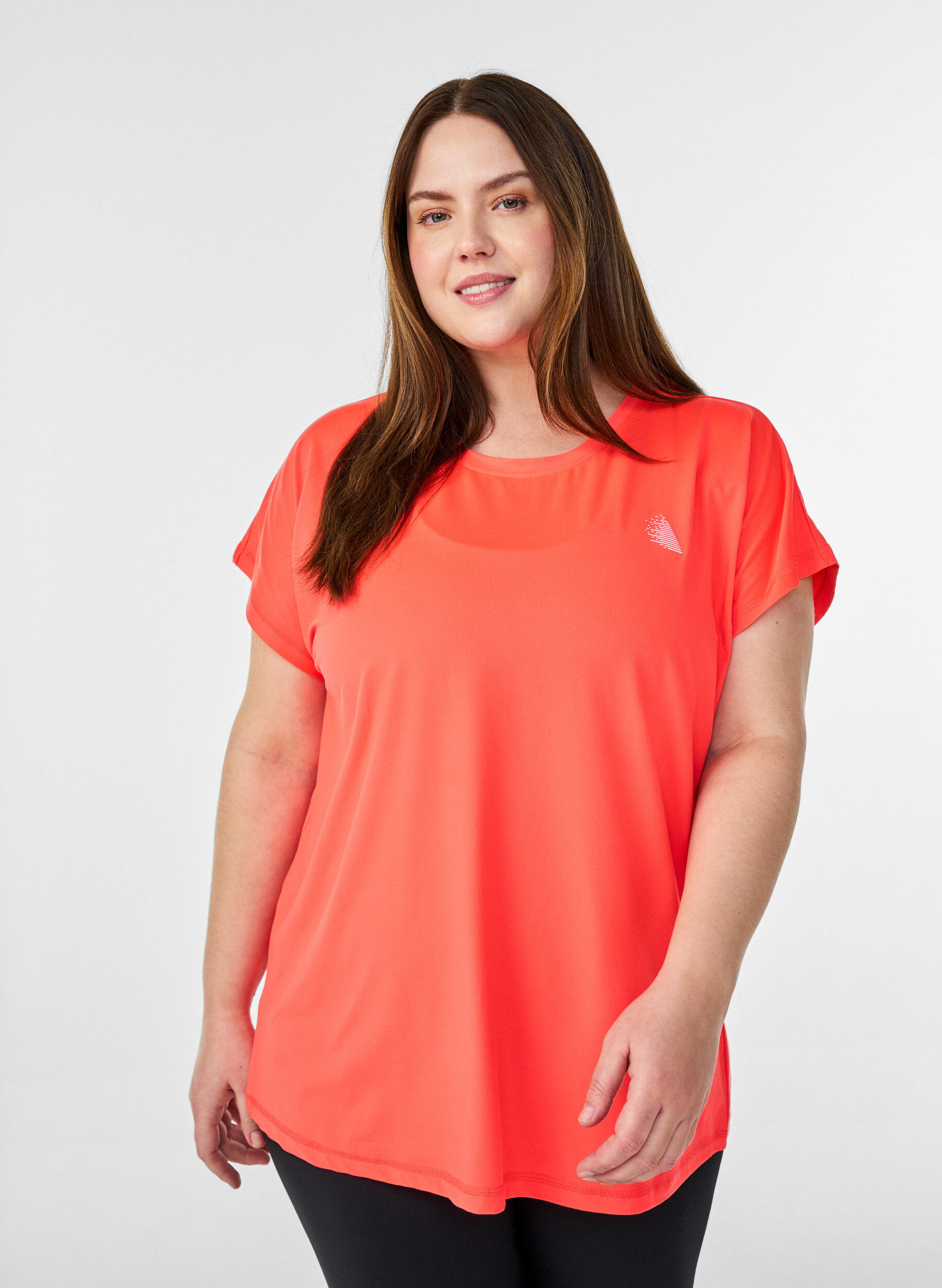 Solid-coloured training T-shirt, Coral, Model