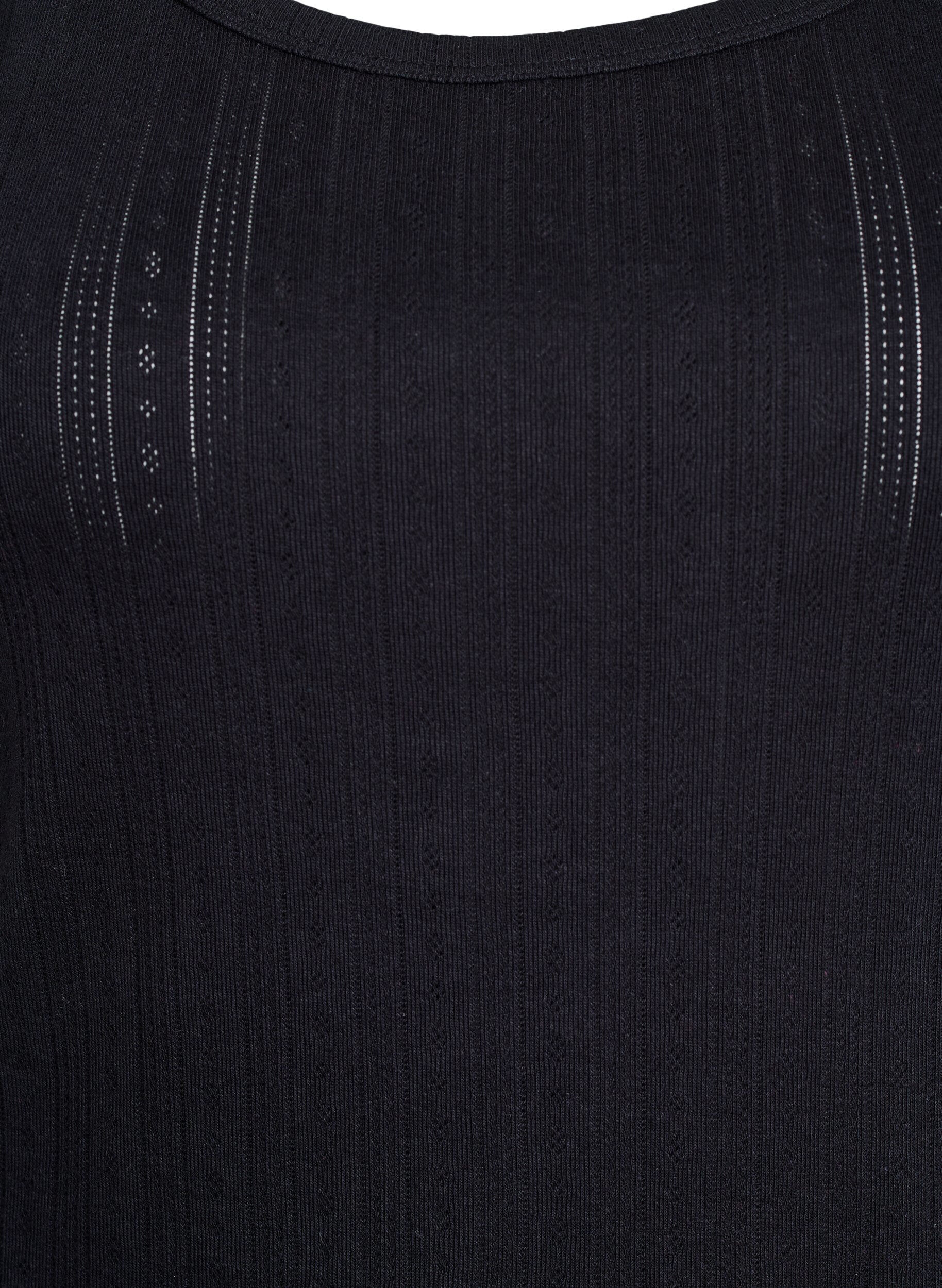 Zizzifashion Night top in organic cotton with a textured pattern, Black, Packshot image number 2