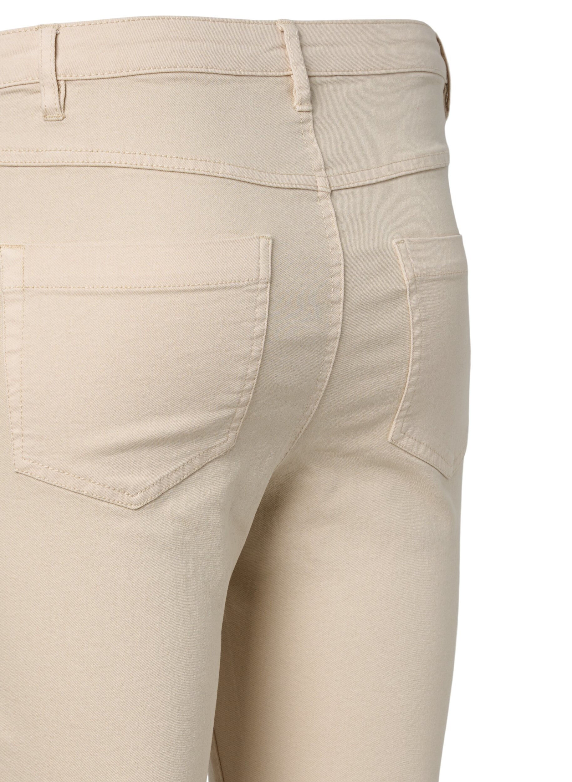 Zizzifashion Super slim fit Amy jeans with high waist, Oatmeal, Packshot image number 3