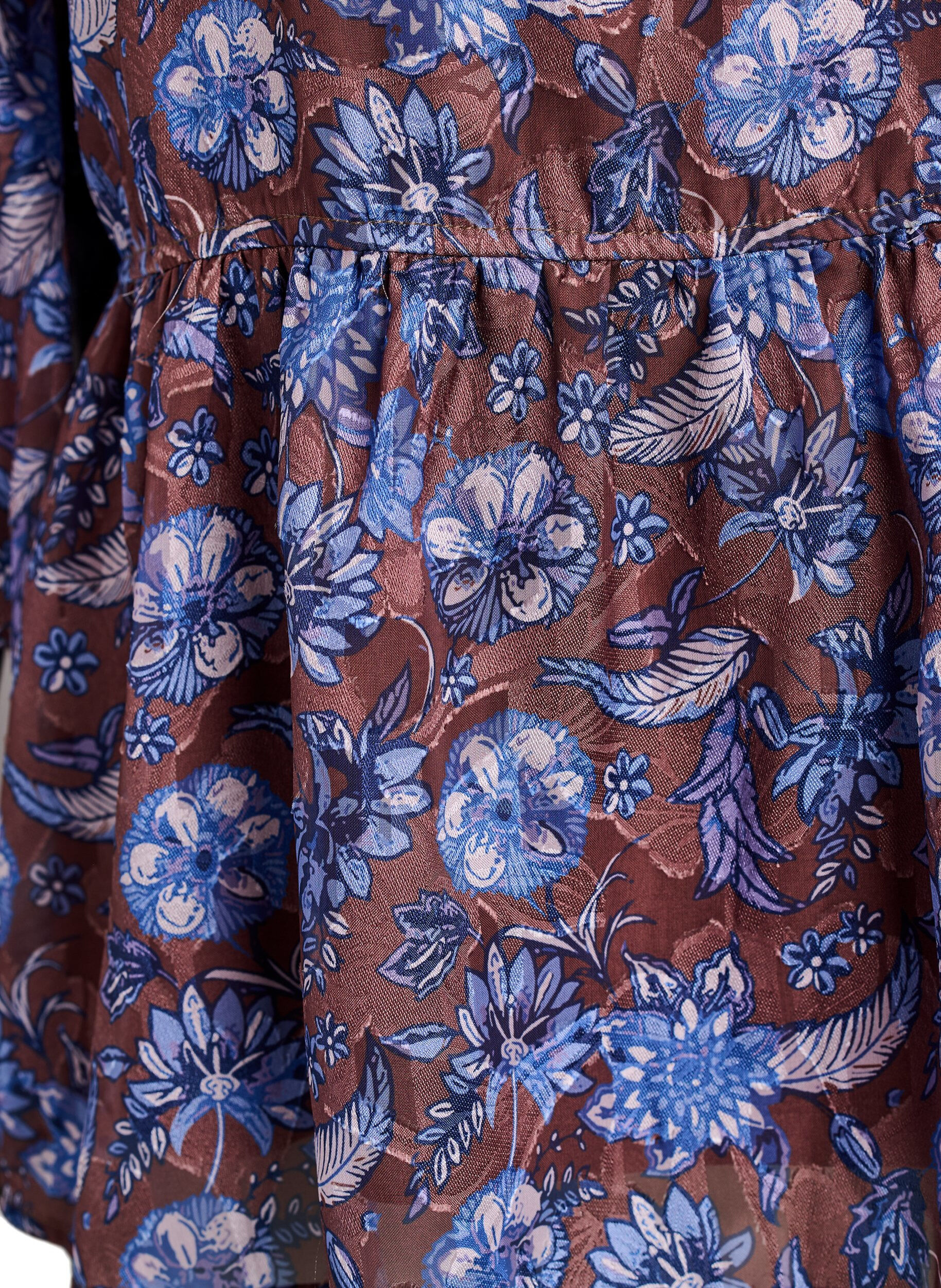 ZizzifashionFloral blouse with ruffle sleeves, Brown, Packshot image number 3