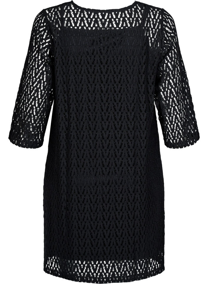  Lace dress with 3/4 sleeves, Black, Packshot image number 1