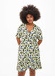 Printed wrap dress with short sleeves, Yellow, Model image number 0