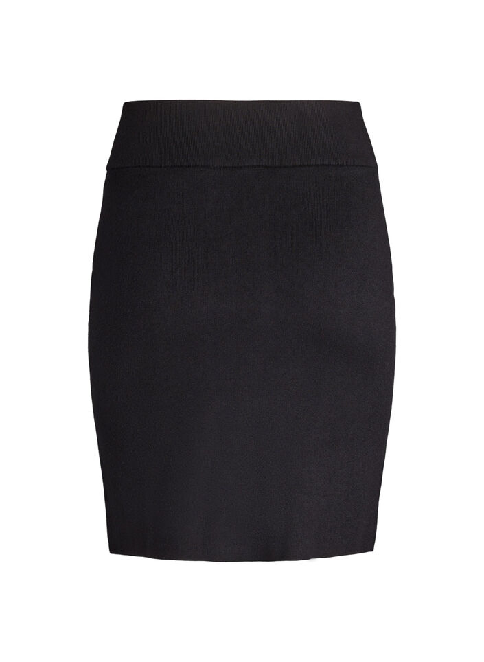 Short knit skirt with a wide waistband, Black, Packshot image number 1