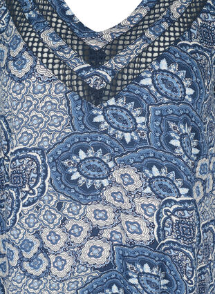 Viscose dress with 3/4 sleeves and print, Asian Blue print, Packshot image number 2
