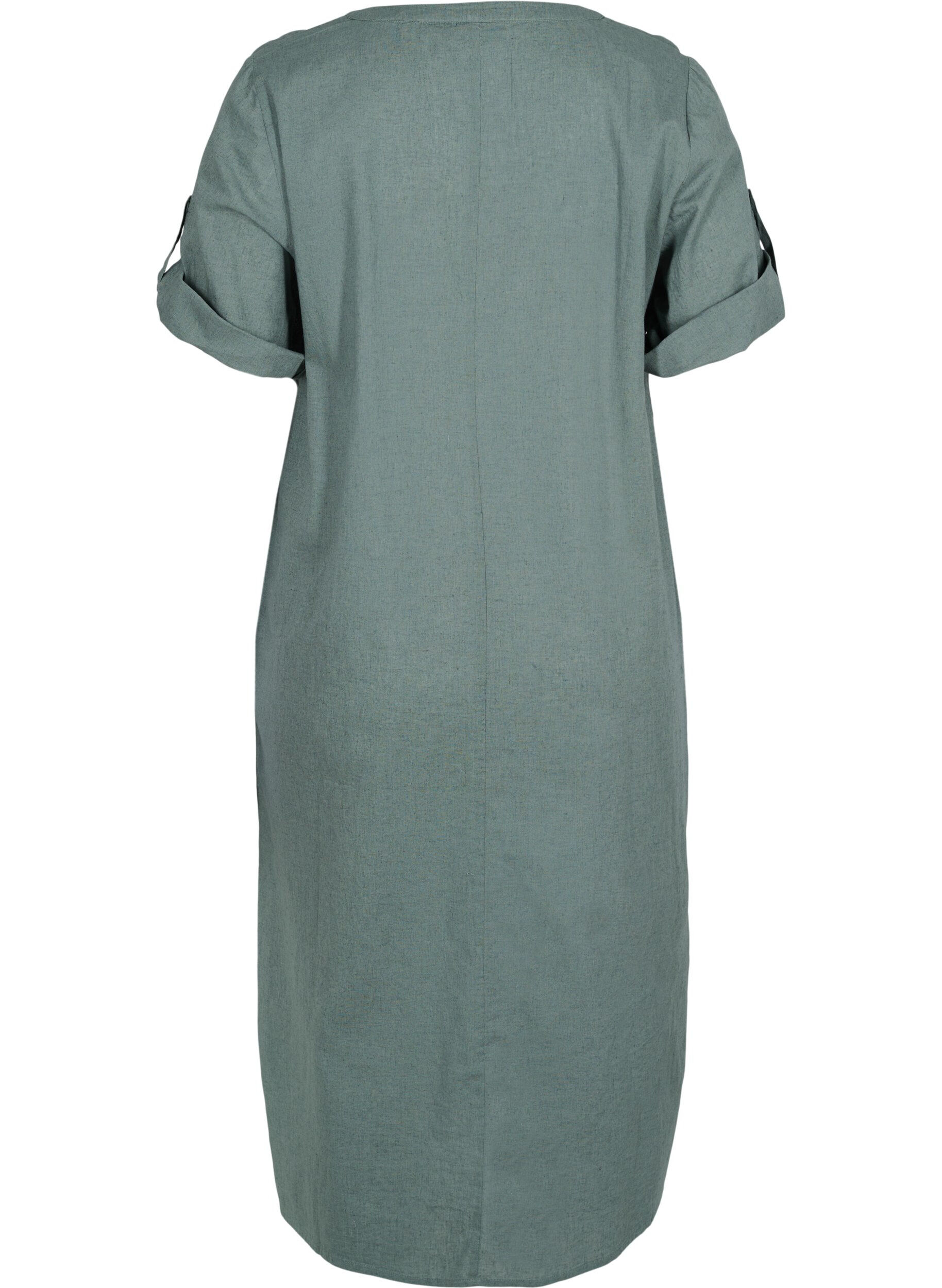 Zizzifashion Long short-sleeved shirt dress, Balsam Green, Packshot image number 1