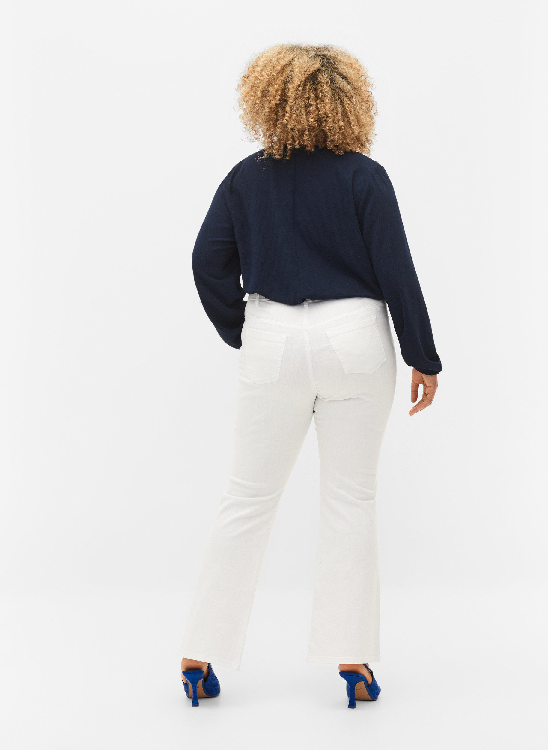 Zizzifashion High-waisted Ellen bootcut jeans, White, Model image number 1