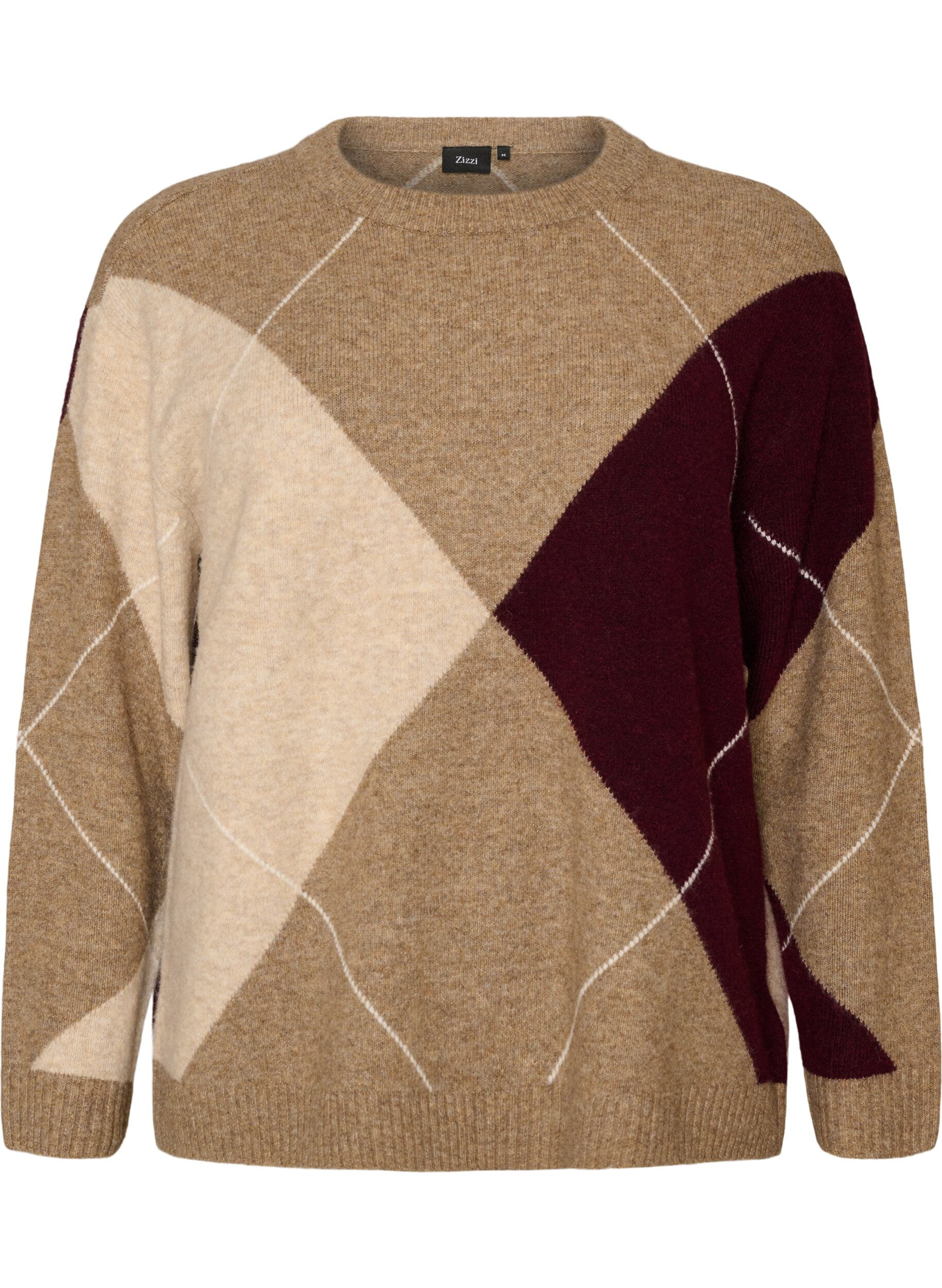 ZizzifashionKnit with harlequin pattern, Brown, Packshot image number 0