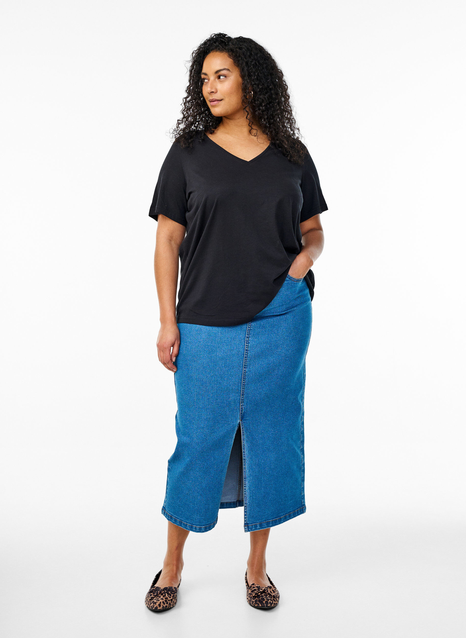 Zizzifashion 2-pack t-shirts with v-neck, Black, Model image number 1