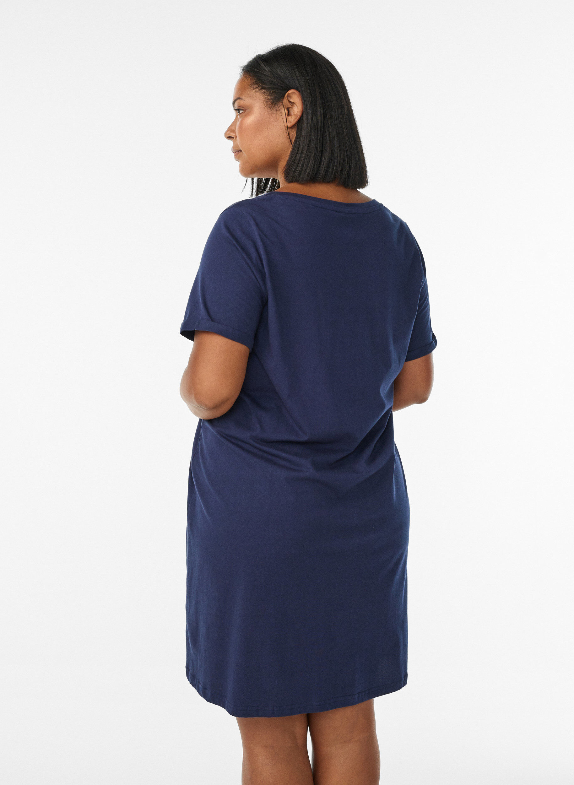 ZizzifashionShort-sleeved nightgown in organic cotton, Blue, Model image number 2