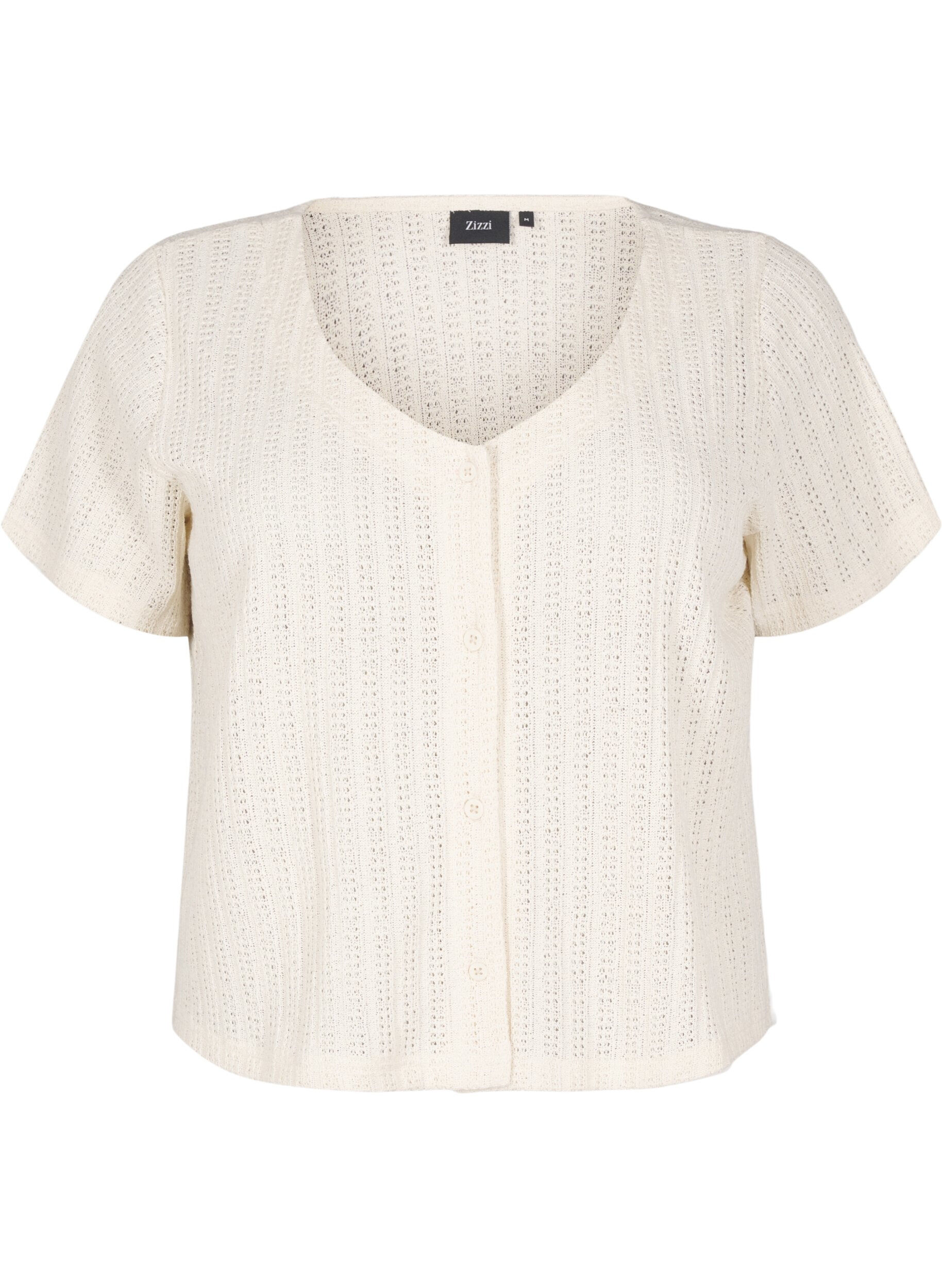 Zizzifashion Jersey cardigan with short sleeves, Vanilla, Packshot image number 0