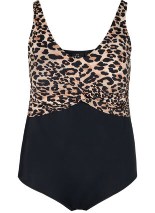 Swimsuit with underwire and leopard print, Black Leo, Packshot image number 0