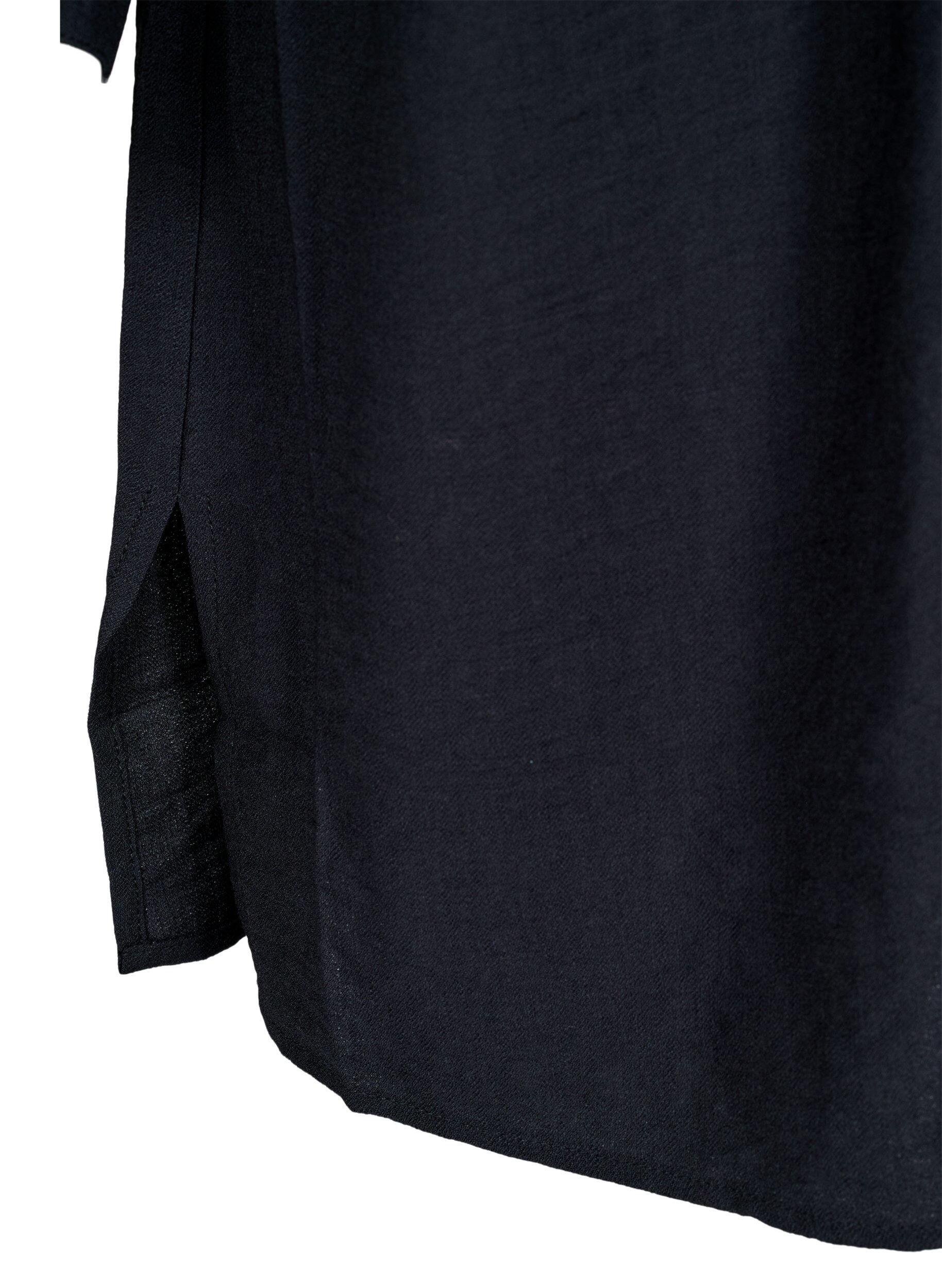 Zizzifashion Shirt dress with tie belt and long sleeves, Black, Packshot image number 3