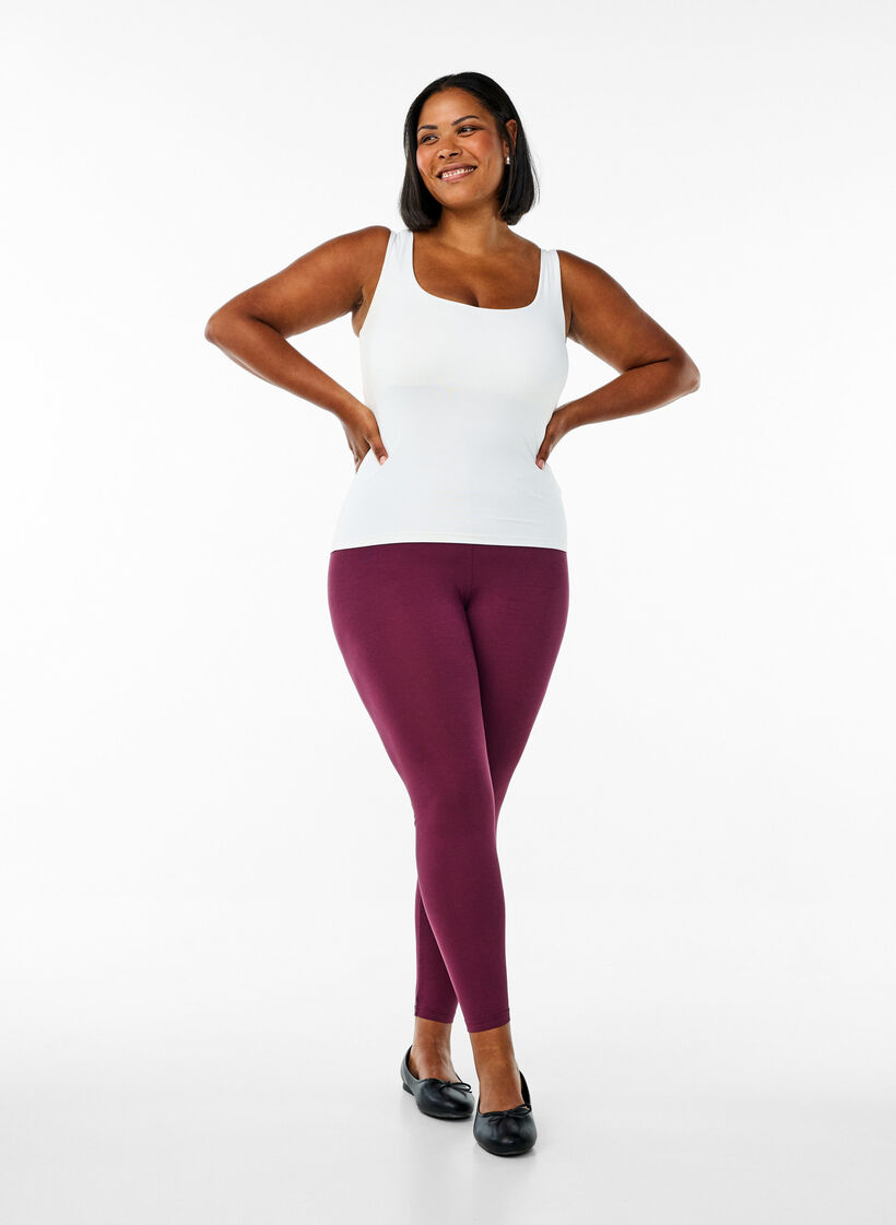 Basic leggings in viscose, Dark Bordeaux, Model image number 1