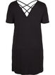 Short sleeve viscose nightgown with back detail, Black, Packshot image number 1