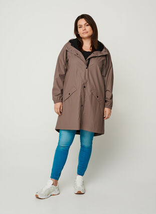 Hooded raincoat with taped seams, Iron, Model image number 2
