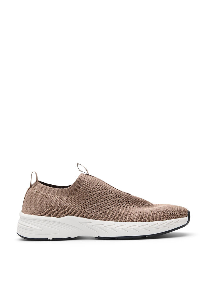 Stretch-knit trainers with glitter thread, Brown, Packshot image number 0