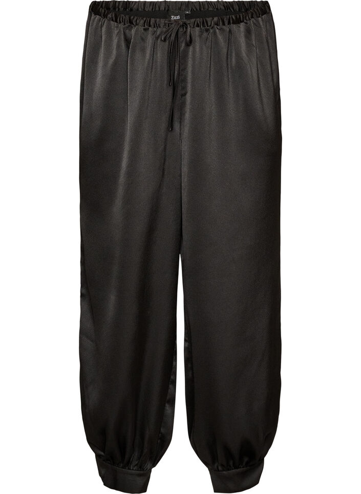 Satin-look balloon trousers, Black, Packshot image number 0