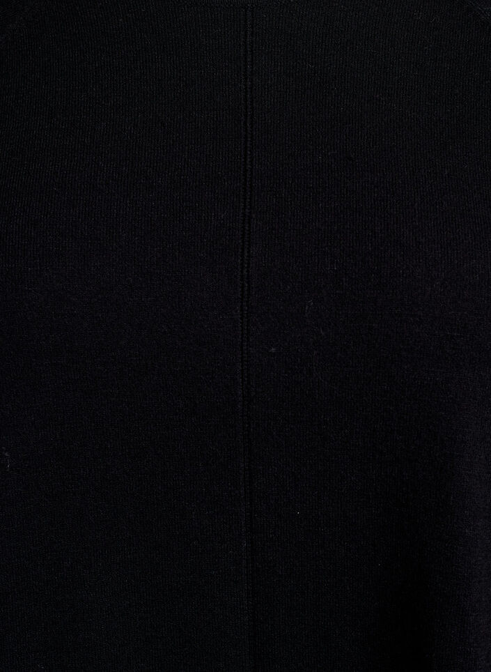 Knit blouse with round neck and knitted pattern, Black, Packshot image number 2