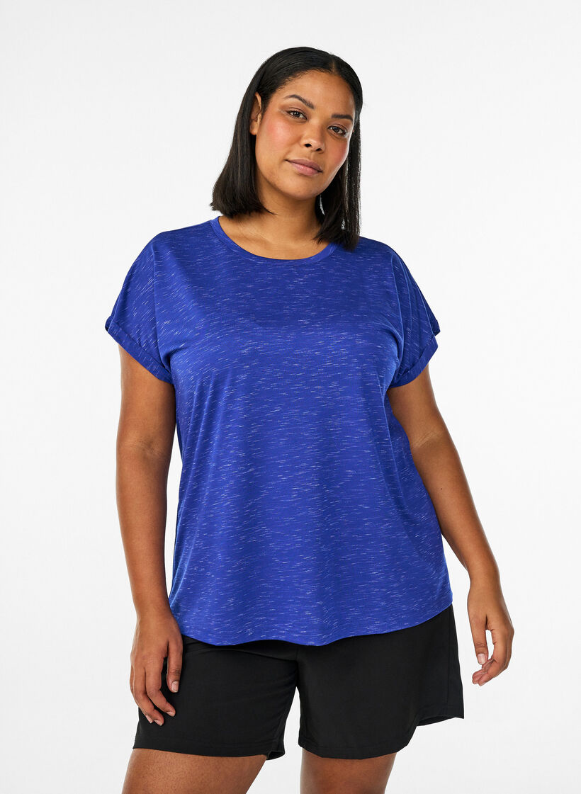 Loose workout t-shirt with short sleeves, Purple, Model image number 0