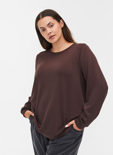 Sweat blouse with round neck and long sleeves, Molé, Model image number 0