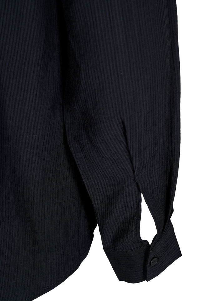 Shirt with a striped texture, Black, Packshot image number 4