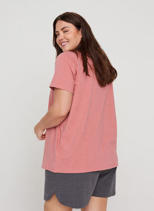 Short-sleeved nightshirt with print, Dusty Rose Mélange, Model image number 1
