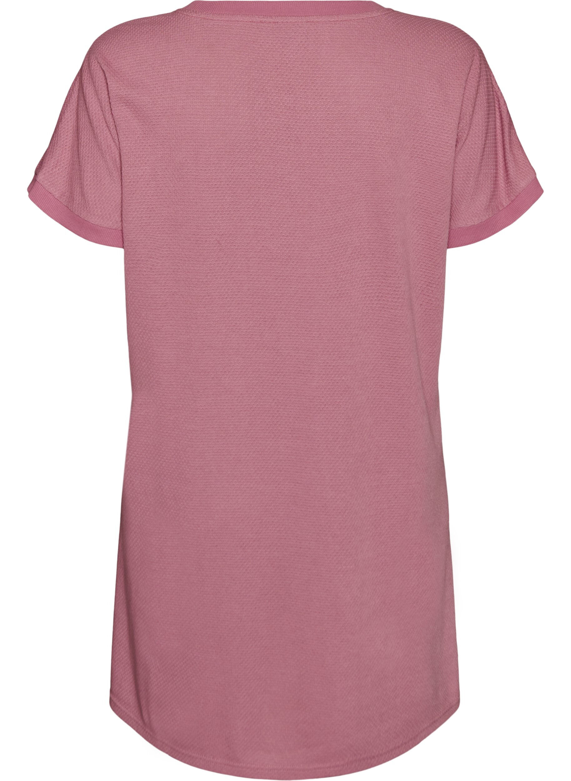 Zizzifashion Short textured jersey dress with a round neck, Rose, Packshot image number 1