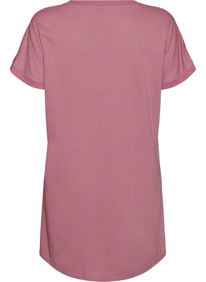 Short textured jersey dress with a round neck, Rose, Packshot image number 1