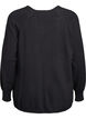 Fine-knit blouse with v-neck and front detail, Black, Packshot image number 1