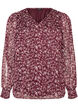 Blouse with floral print and glitter thread, Red, Packshot image number 0