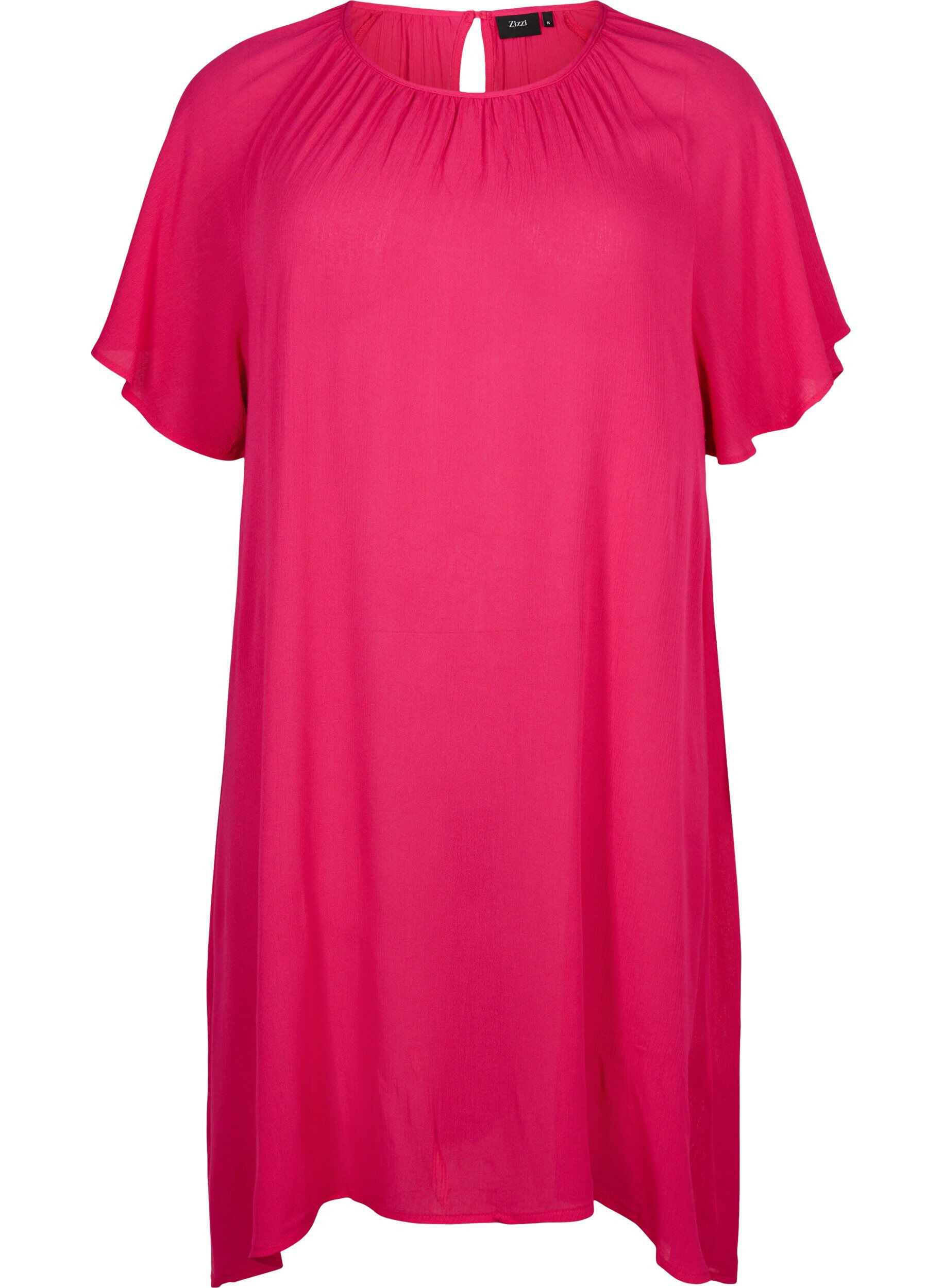 Zizzifashion Viscose dress with short sleeves, Bright Rose, Packshot image number 0