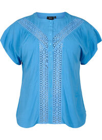 Viscose blouse with lace trim