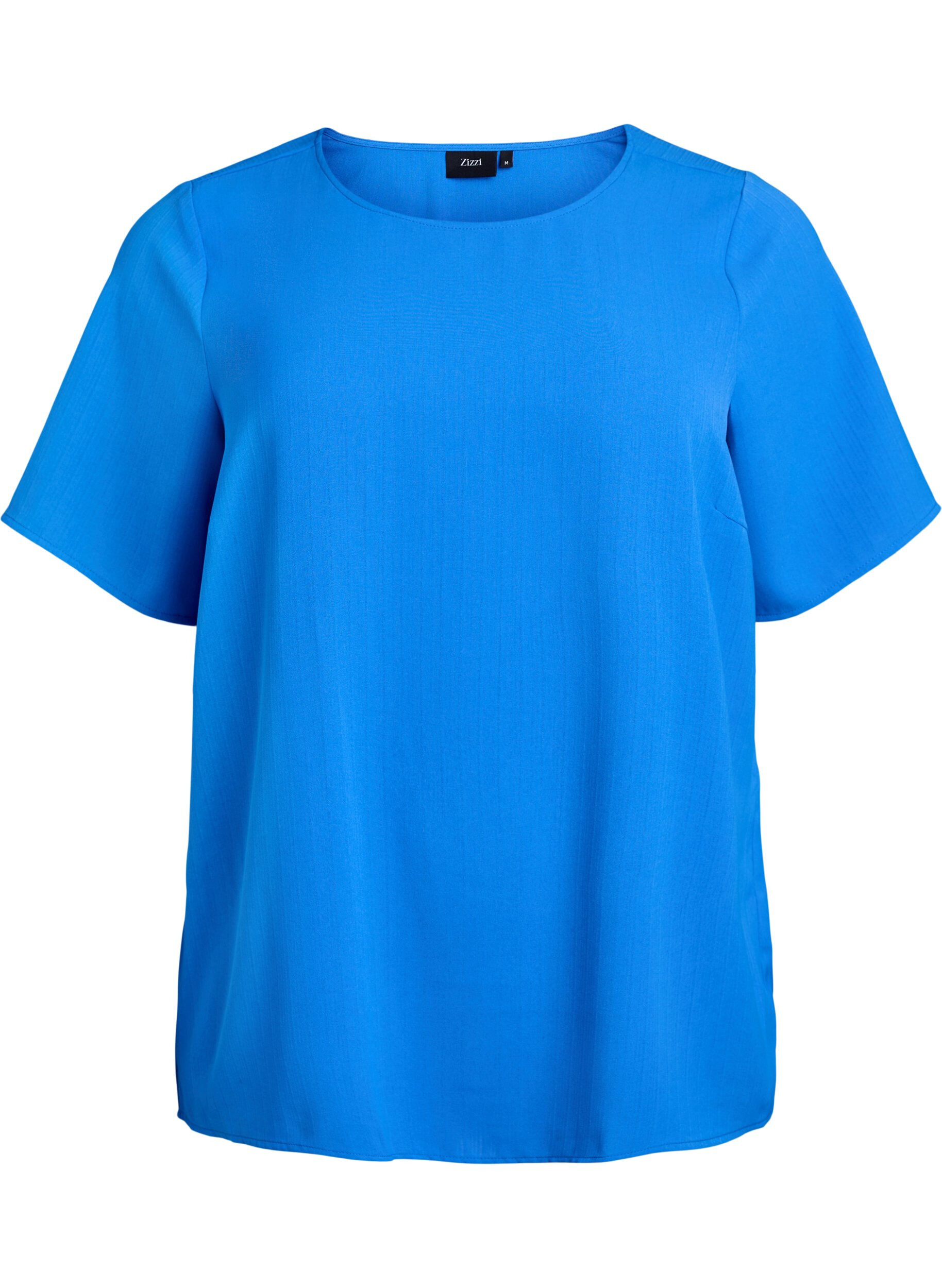 Short-sleeved blouse with round neck