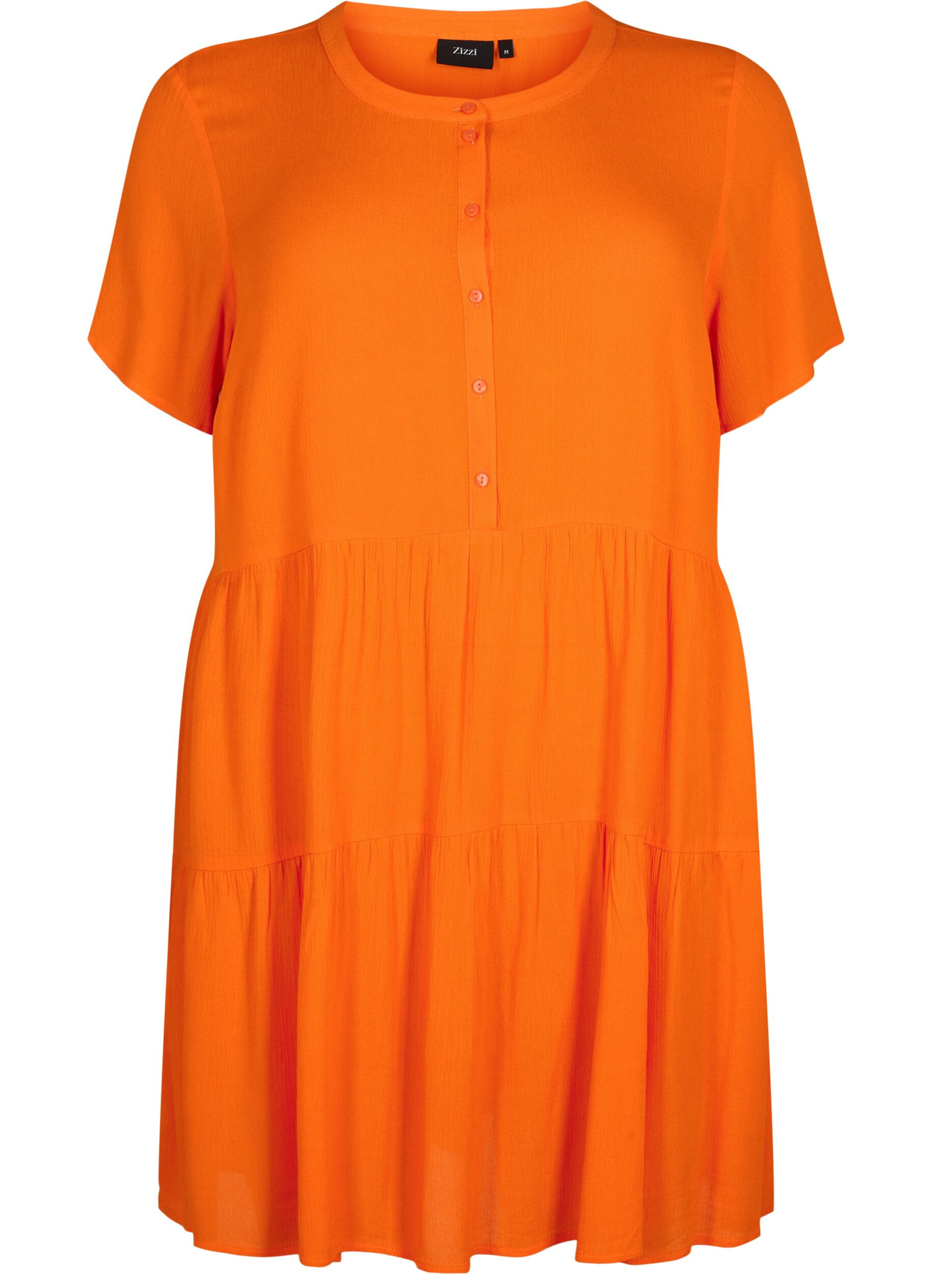 Zizzifashion Short-sleeved viscose dress with A-line cut, Exuberance, Packshot image number 0