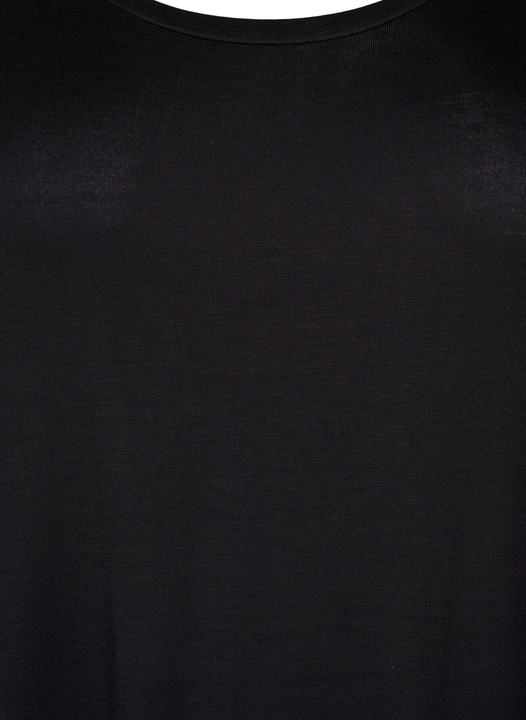 Zizzifashion Viscose midi dress with short sleeves, Black, Packshot image number 2