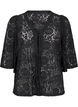 Lace blouse with 3/4 sleeves and bows on the front, Black, Packshot image number 0
