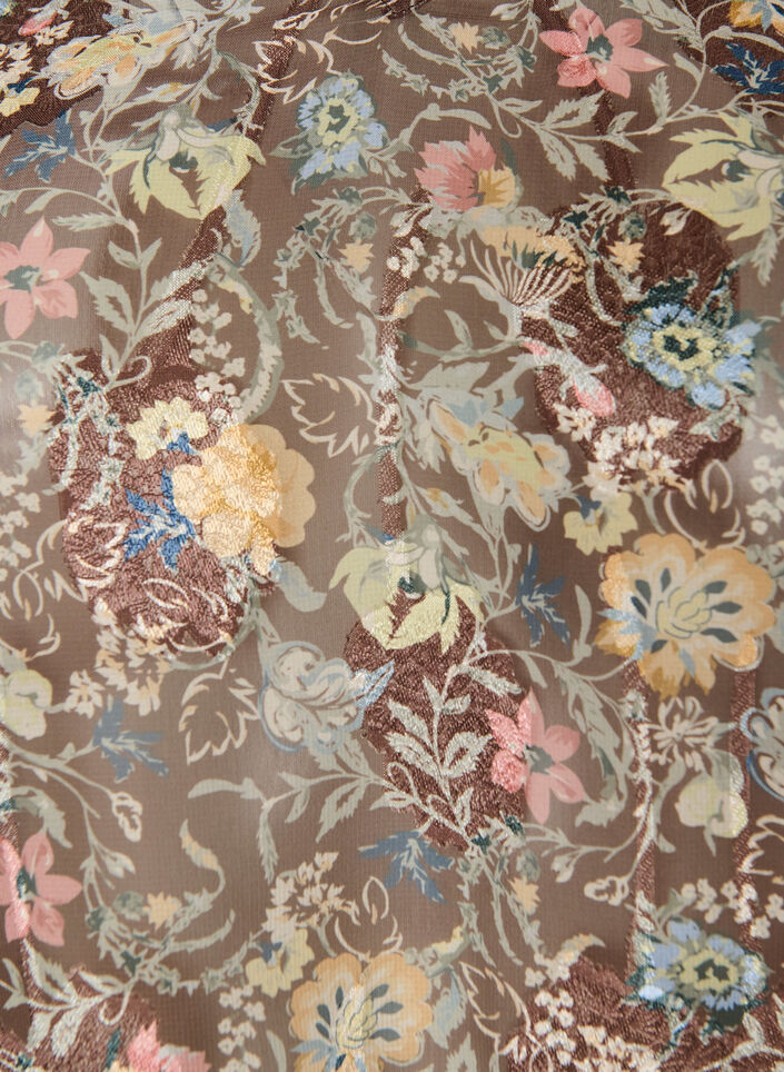 Blouse with floral print and balloon sleeves, Brown, Packshot image number 2