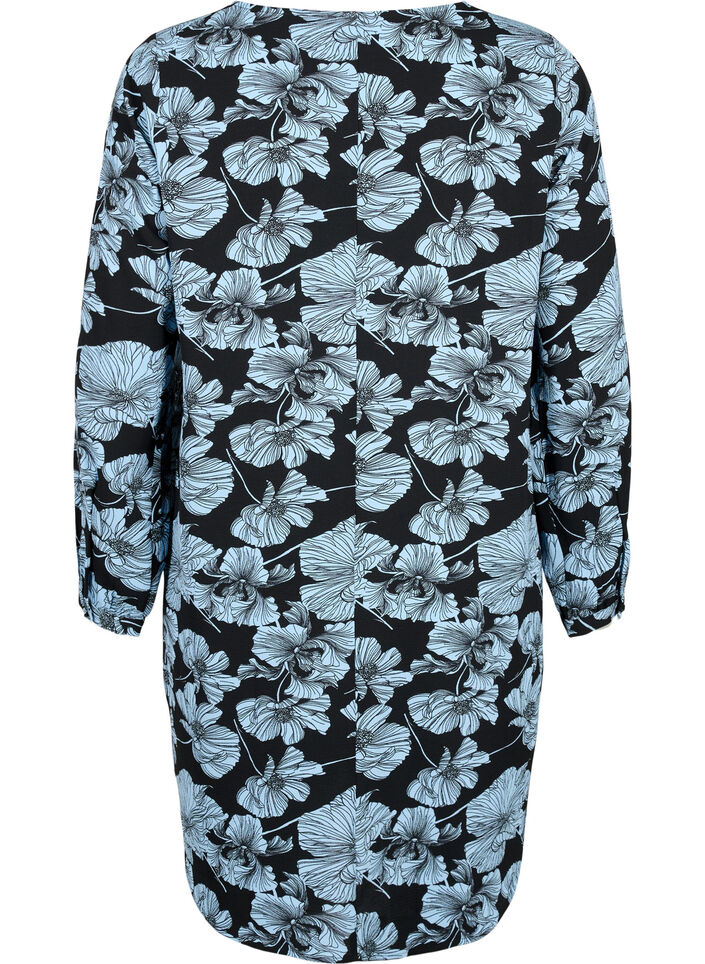 V-neck dress with print, Black B. Flower AOP, Packshot image number 1