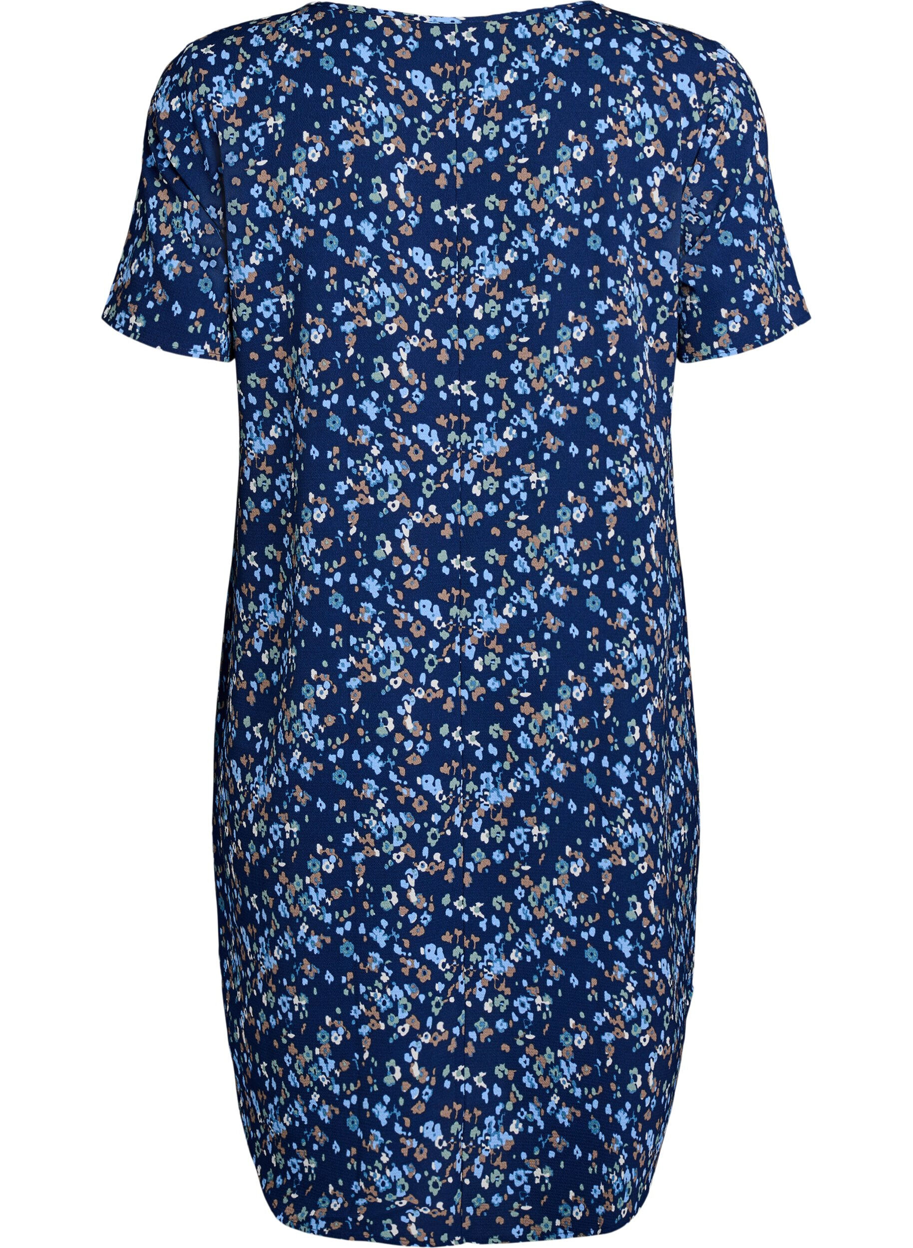Zizzifashion Dress with print and short sleeves, Blue, Packshot image number 1
