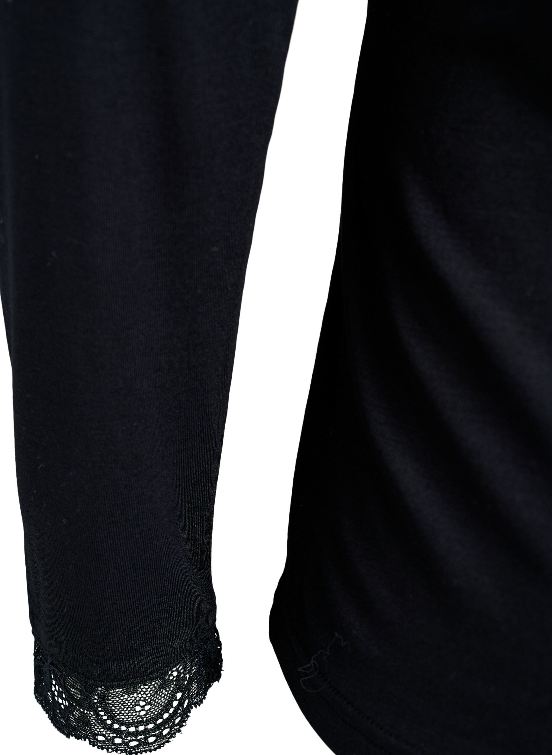 ZizzifashionViscose blouse with lace trim and V-neck, Black, Packshot image number 3