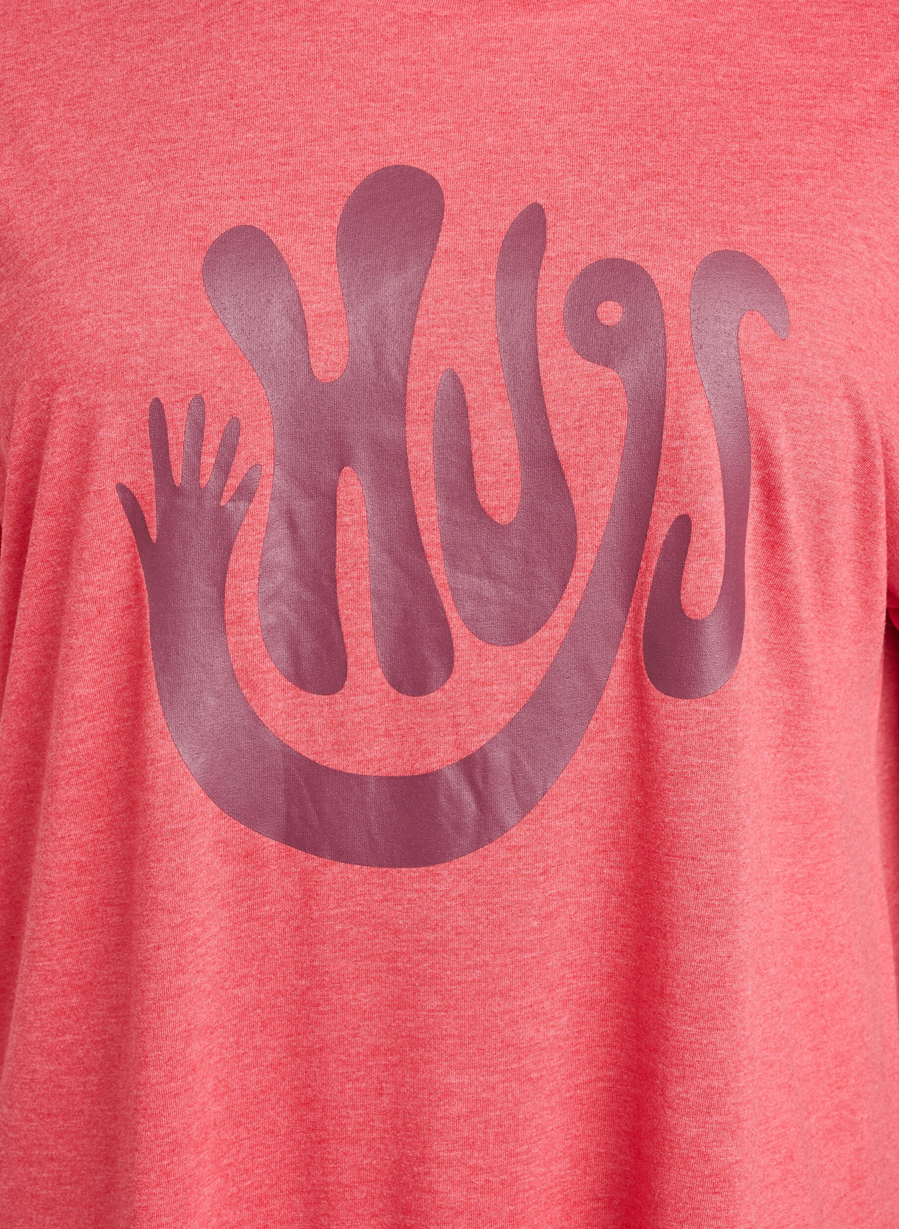 Zizzifashion Short sleeve nightgown with text print, Red, Packshot image number 2