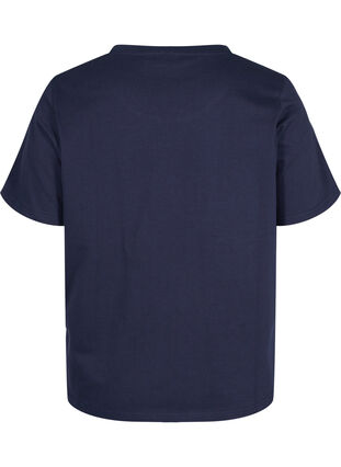 Short sleeved pyjama t-shirt in cotton, Navy Blazer w. Heart, Packshot image number 1
