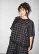 Checked blouse with lace trim and elbow-length sleeves, Black, Model image number 0