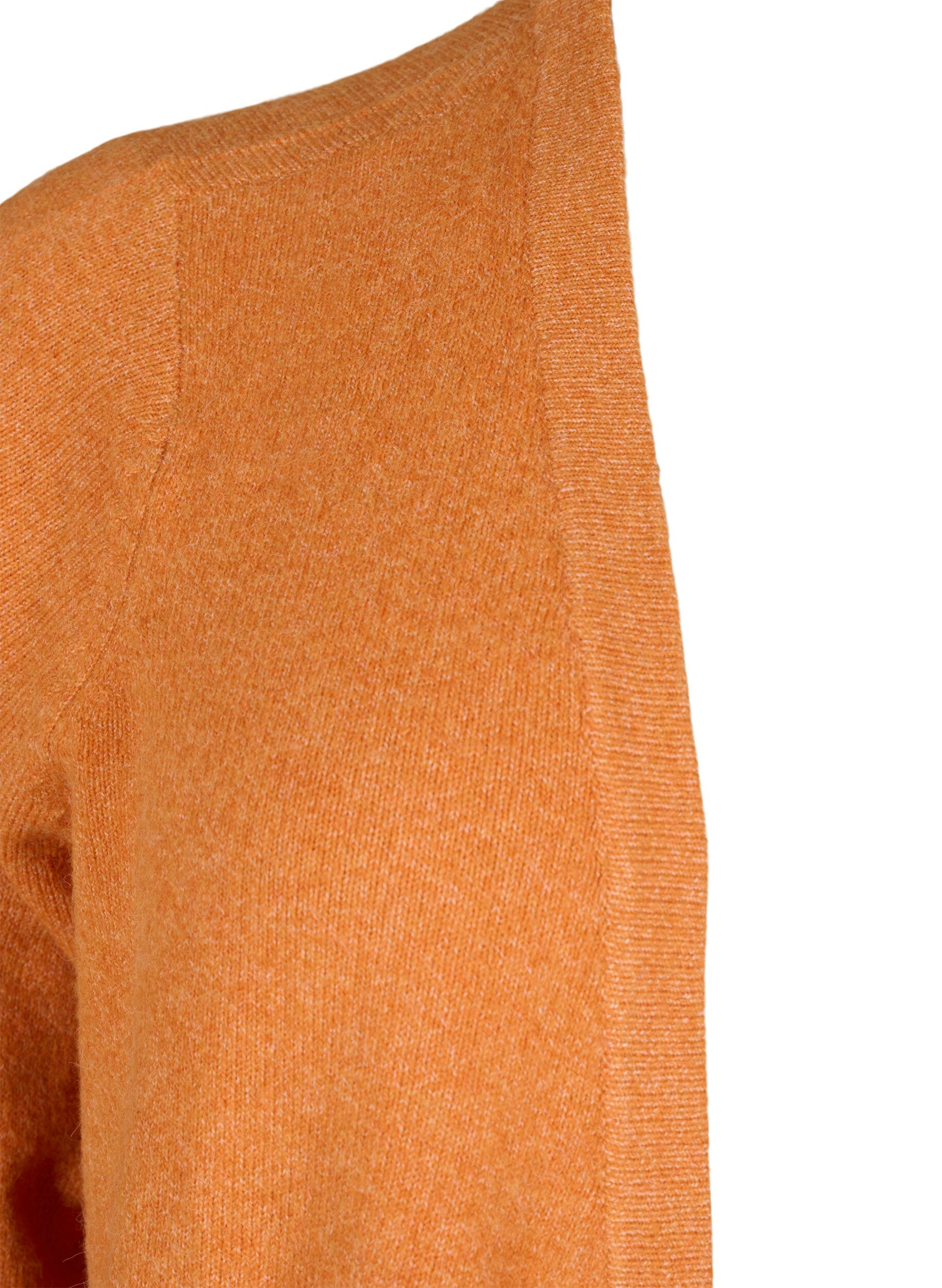 Zizzifashion Ribbed Knit Cardigan with Pockets, Orange, Packshot image number 2