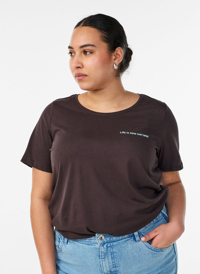 T-shirt with motif, Brown, Model image number 0